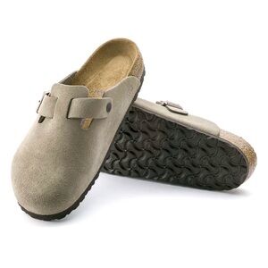 Birkenstock Boston Suede Taupe Clogs